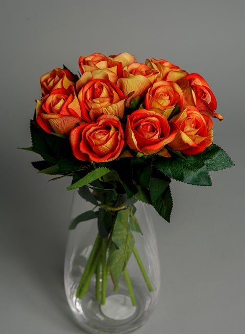 Artificial Orange Roses Silk Flowers 2